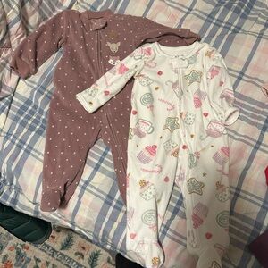 Carter's Mauve Dot and White Sweets-Print Footies - 3-6mo